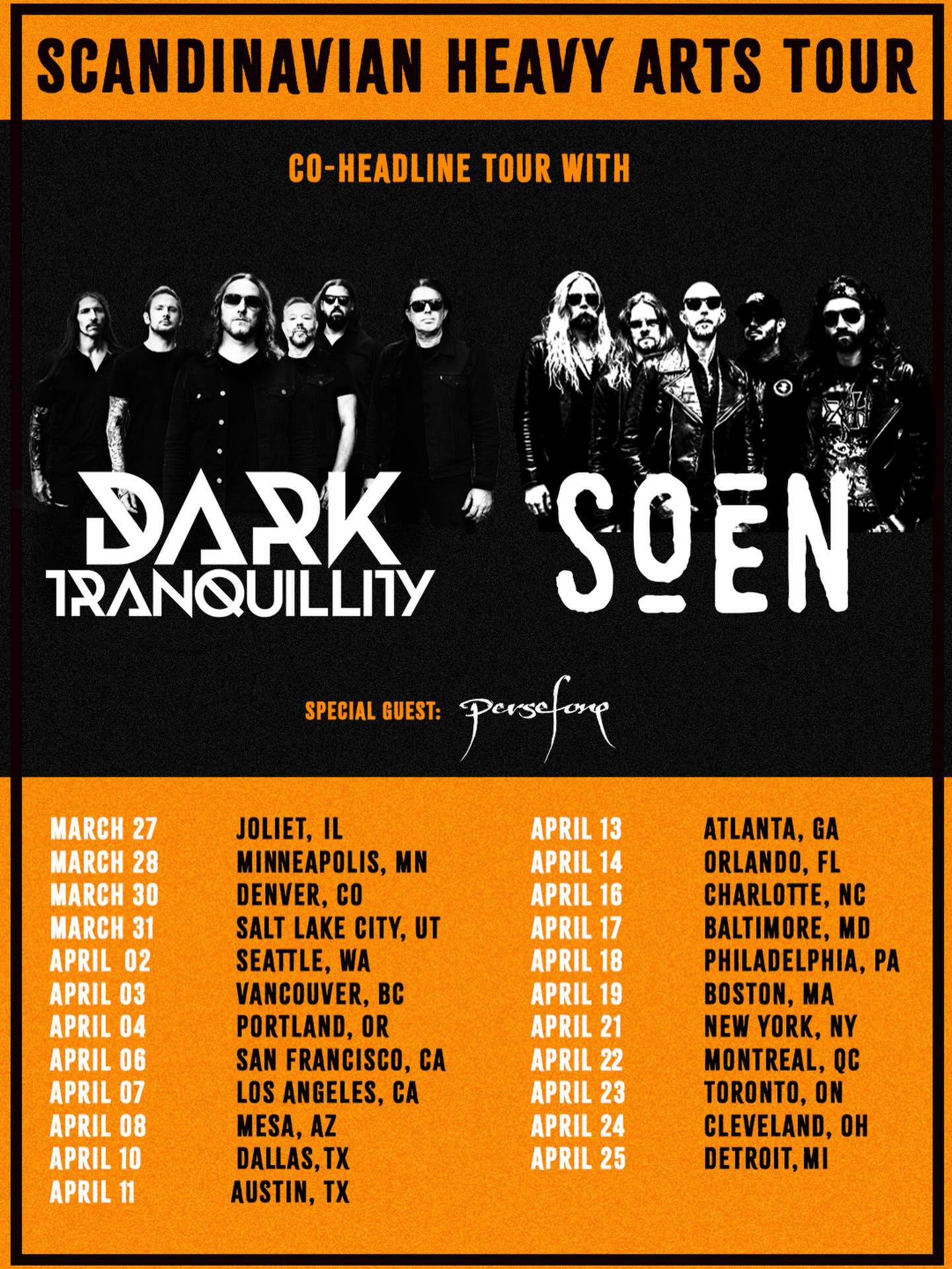Dark Tranquillity Scandinavian Heavy Arts Tour Poster 2026
